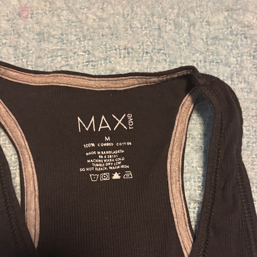 Max Rave Black Cotton Racerback Top - Picture 2 of 4